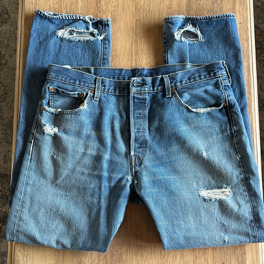 Perfectly worn Levis 501